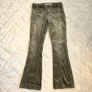 Gently used Express vintage corduroy flares, size 4. Good condition. Sage green